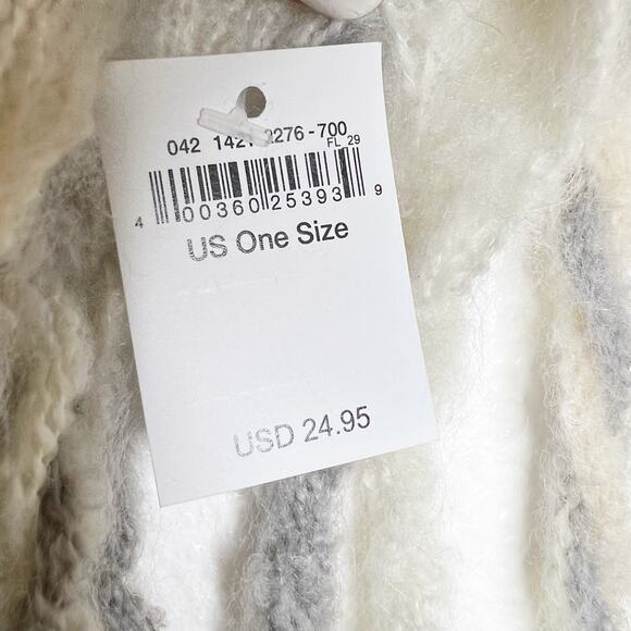 AMERICAN EAGLE NWT Plaid Fleece Tassel Long Scarf Fringed Beige Black Yellow OS - Picture 4 of 8